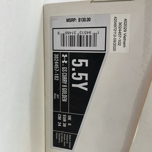 New UNDER ARMOUR GS Curry 8 golden gold shoes size 5.5 youth - Picture 5 of 5